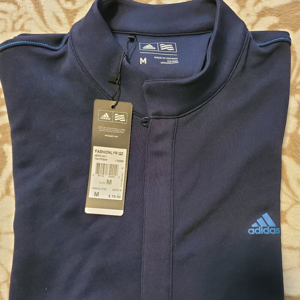 NWT $70 Adidas Golf Navy Blue Full Zip Tricot Track Jacket Mens Medium